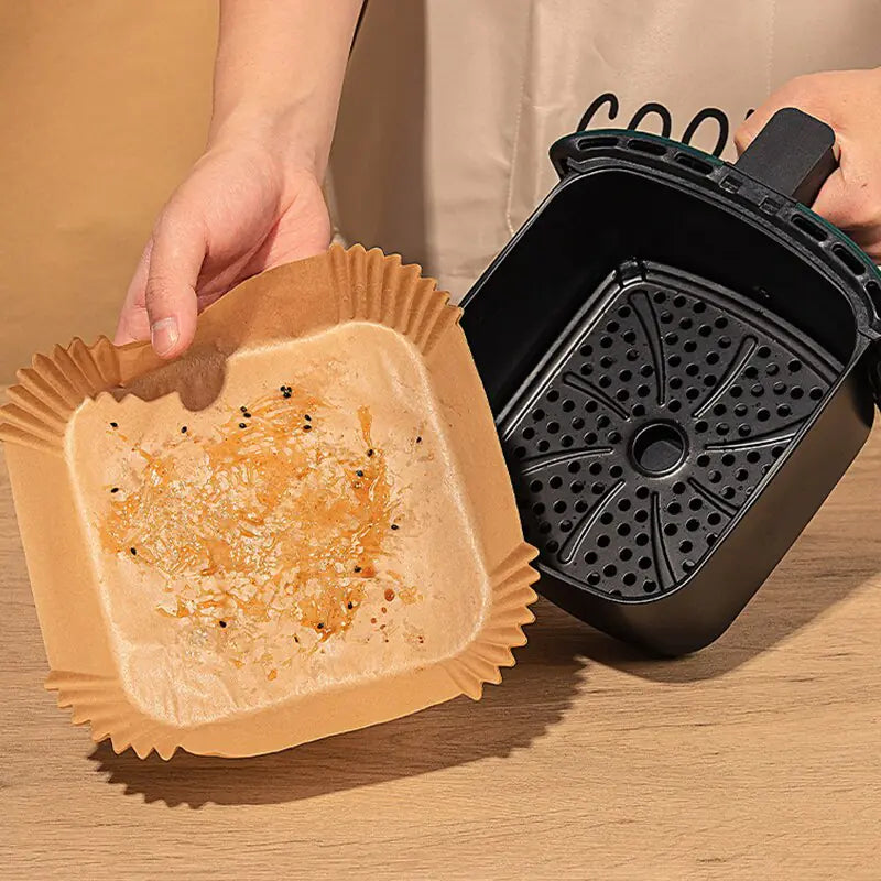 Disposable Airfryer Parchment Tray | 50 non-stick paper liners each set!