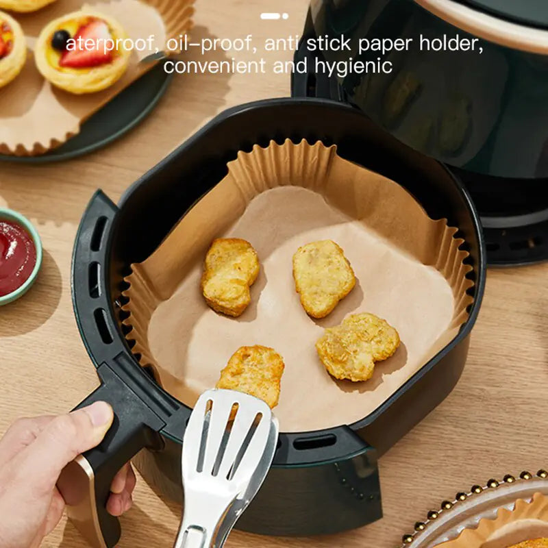 Disposable Airfryer Parchment Tray | 50 non-stick paper liners each set!